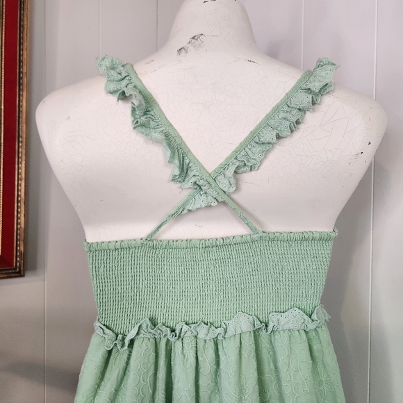 Haute Hippie Kids Green Peasant Tiered Ruffle Dress Girls Size 12 Boho Bohemian - Picture 3 of 12